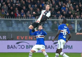 رونالدو ؛ پرش 71 سانتیمتری کریستیانو رونالدو برای گلزنی برابر سمپدوریا