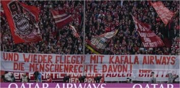 هواداران بایرن مونیخ از رابطه این باشگاه با کشور قطر انتقاد کرده و می‌گویند بایرن مونیخ نباید با کشوری که حقوق بشر را نقض می‌کند رابطه نزدیک داشته باشد.