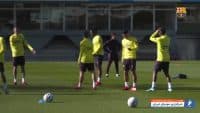 بارسلونا ؛ تمرین بازیکنان بارسلونا قبل از دیدار حساس با بیلبائو در جام حذفی