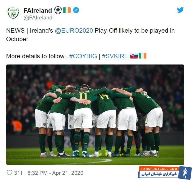 تاریخ پلیآف یورو پس از لغو به خاطر کرونا مشخص ش اپیدمی ویروس کرونا باعث شد رقابتهای یورو2020 به مدت یک سال به تعویق بیفتد و در سال 2021 برگزار شود.