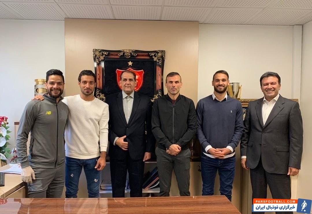 دیدار عجیب مدیران پرسپولیس با کاپیتان های تیم در روزهای کرونایی + عکس