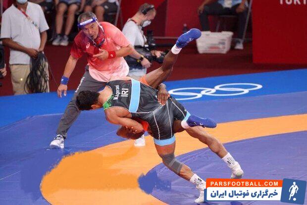 محمدعلی گرایی کشتی گیر فرنگی کار ایران برای صعود به نیمه نهایی با حرکتی تماشایی توانست حریف کروات خود را شکست دهد.