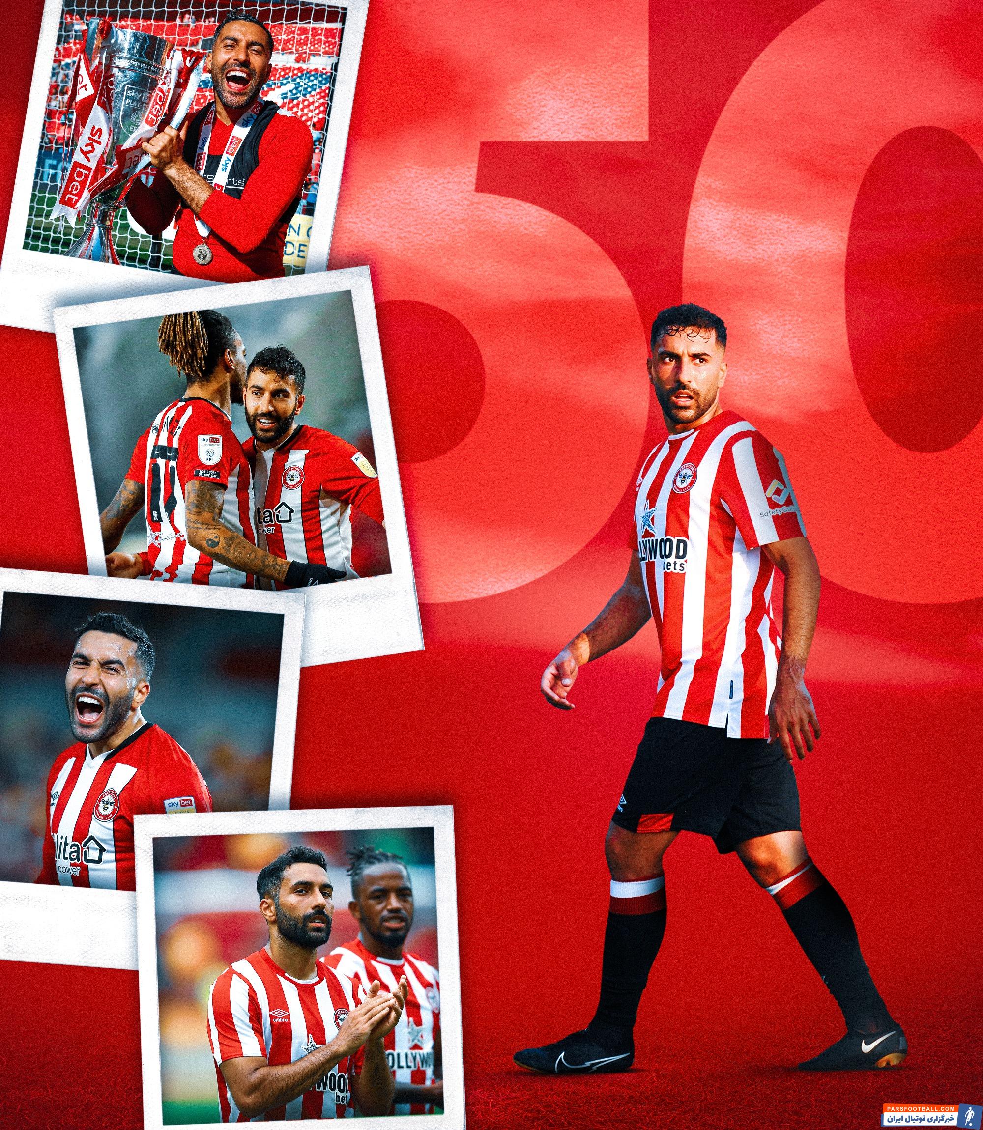 تقدیر برنتفورد از سامان قدوس؛ 50 بازی با پیراهن زنبورها