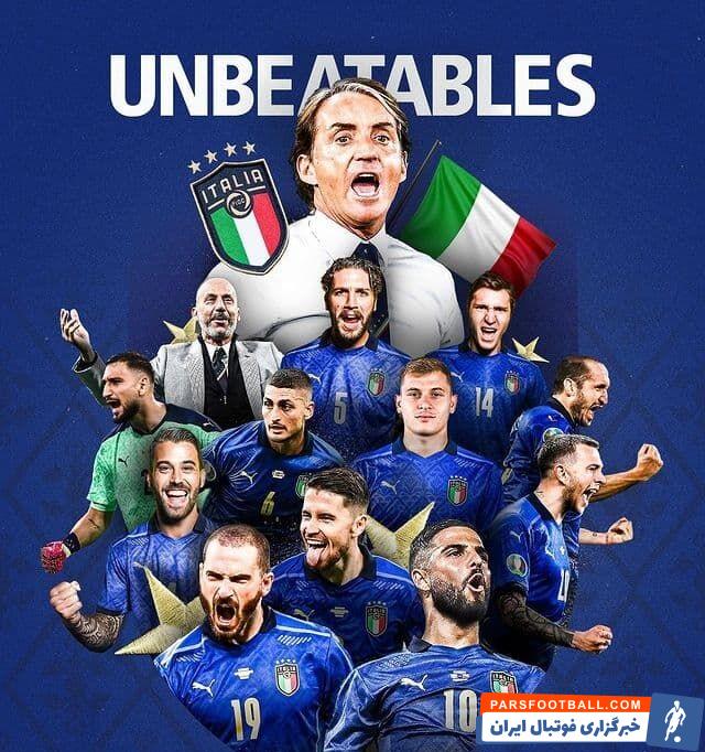 تیم ملی فوتبال ایتالیا با هدایت روبرتو مانچینی رکورد طولانیترین بازیهای بدون شکست در تاریخ فوتبال را با ۳۶ بازی بدون باخت، شکست.