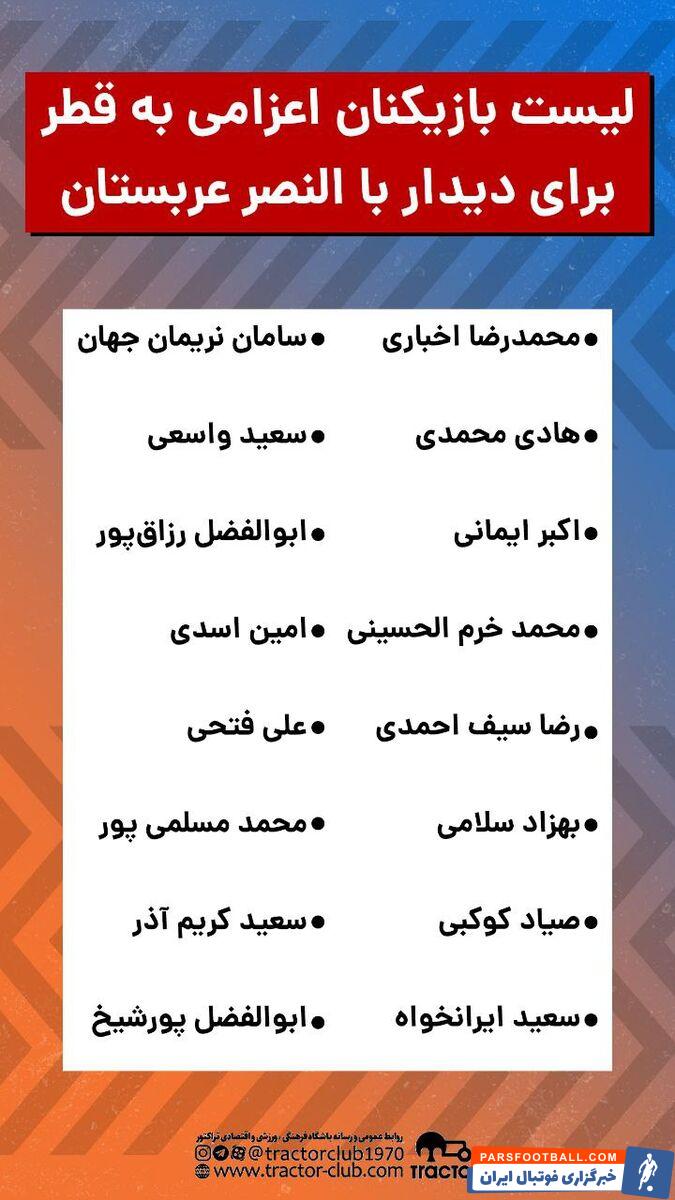 پس از حرف و حدیثهای فراوان پیرامون وضعیت تراکتور و حضورش در این بازی، در نهایت فهرست بازیکنان برای این دیدار ارسال شد.