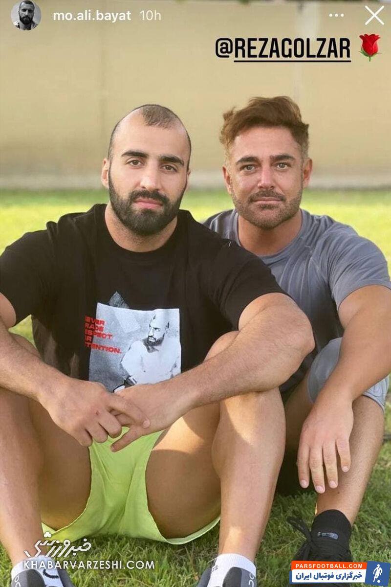 عکس| تمرین مشترک «محمدرضا گلزار» با «موعلی» در استادیوم النصر